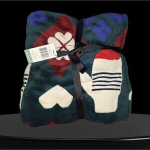Vera Bradley 80" X 50" Fleece Intarsia Mittens Throw Blanket